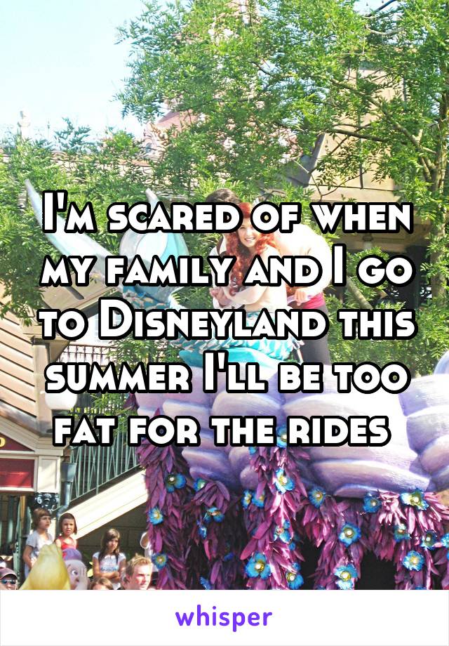 I'm scared of when my family and I go to Disneyland this summer I'll be too fat for the rides 