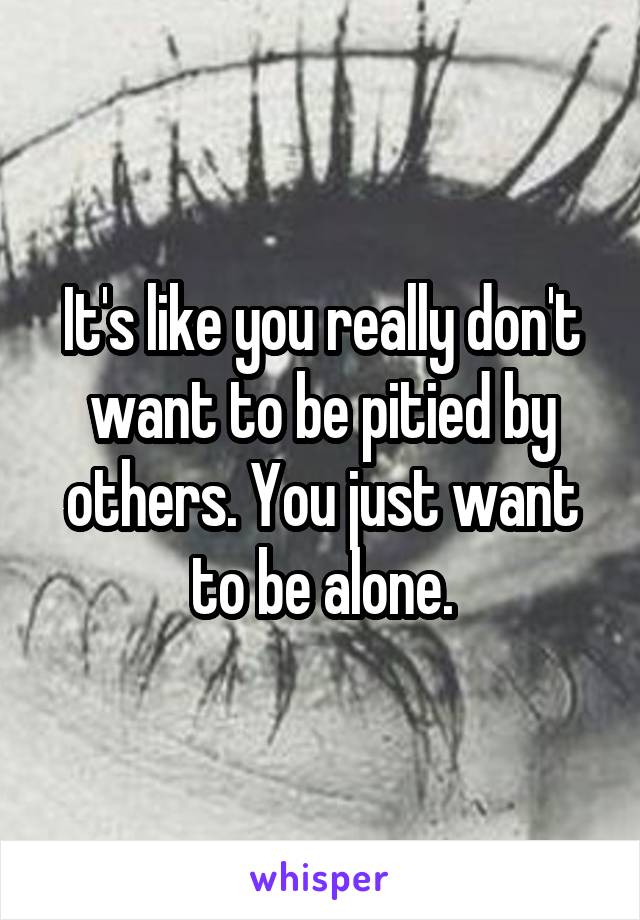 It's like you really don't want to be pitied by others. You just want to be alone.