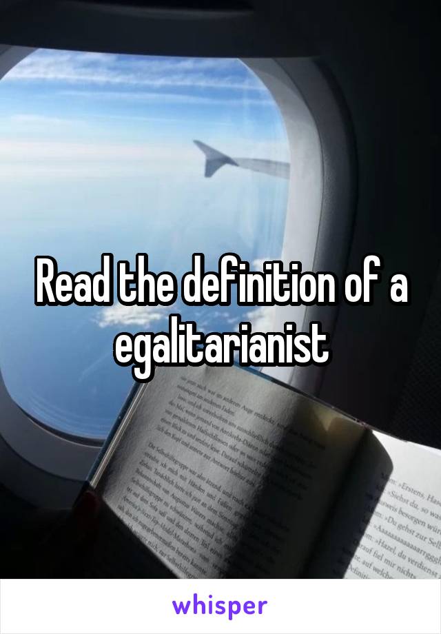 Read the definition of a egalitarianist