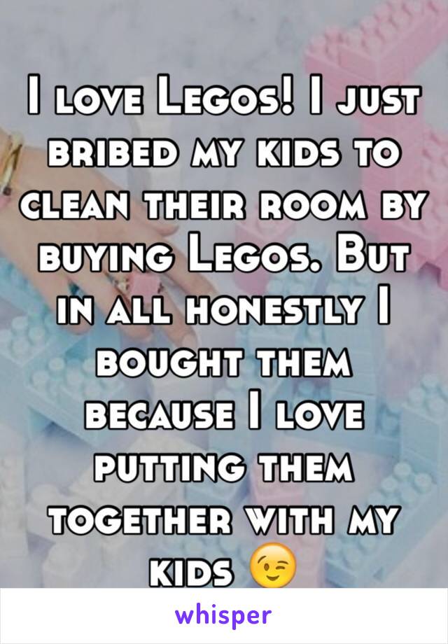 I love Legos! I just bribed my kids to clean their room by buying Legos. But in all honestly I bought them because I love putting them together with my kids 😉