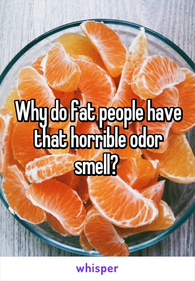 Why do fat people have that horrible odor smell? 