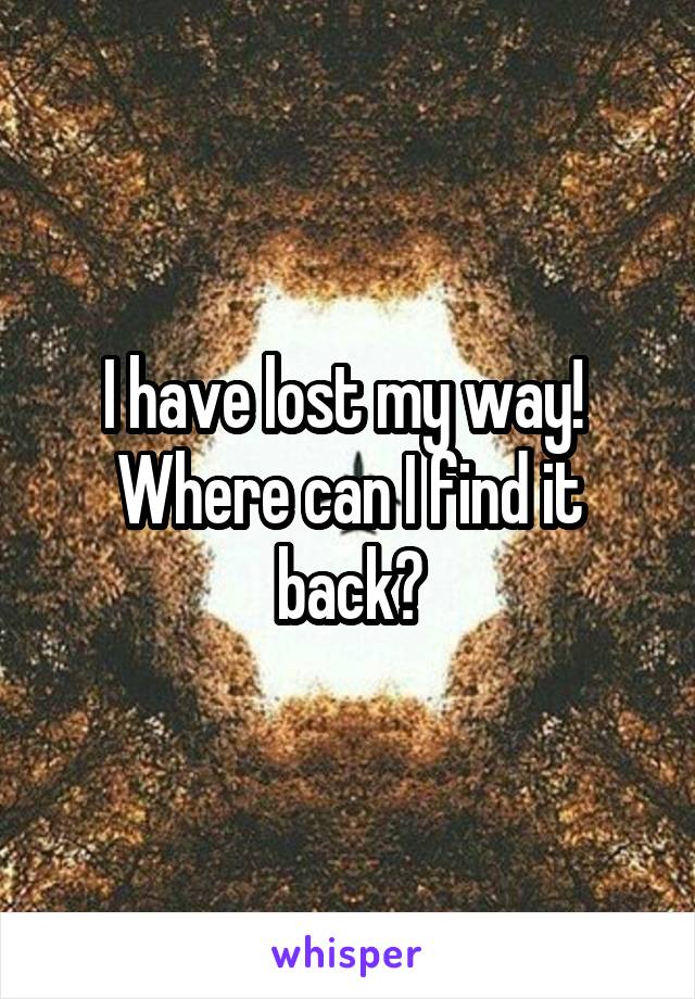 I have lost my way! 
Where can I find it back?