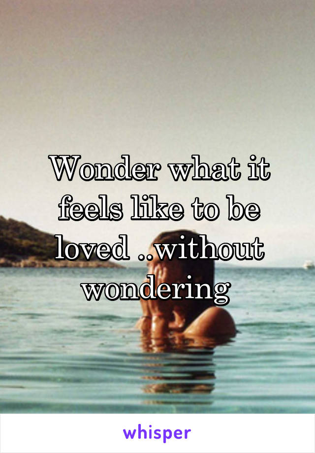 Wonder what it feels like to be loved ..without wondering 