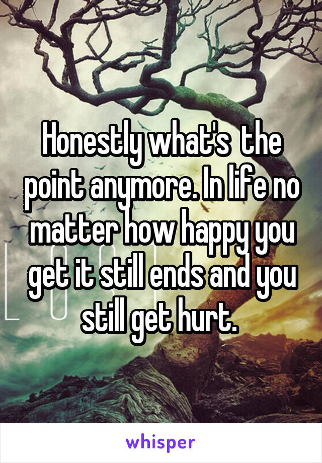 Honestly what's  the point anymore. In life no matter how happy you get it still ends and you still get hurt. 