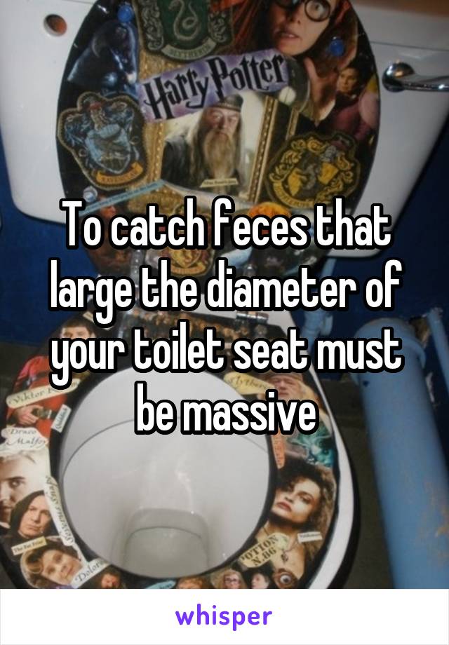 To catch feces that large the diameter of your toilet seat must be massive