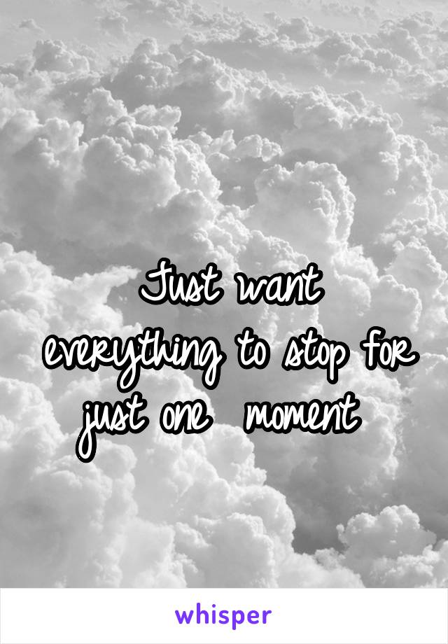 
Just want everything to stop for just one  moment 