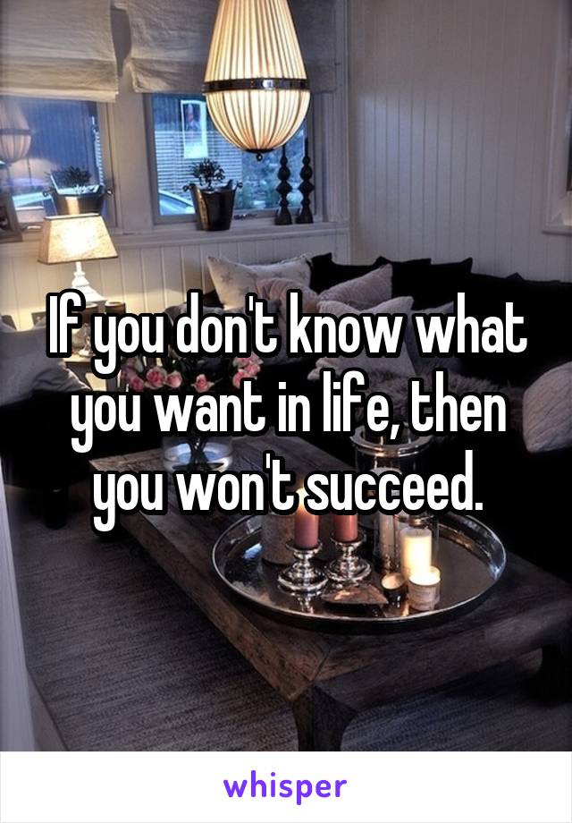 If you don't know what you want in life, then you won't succeed.