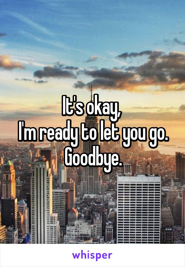 It's okay, 
I'm ready to let you go.
Goodbye.