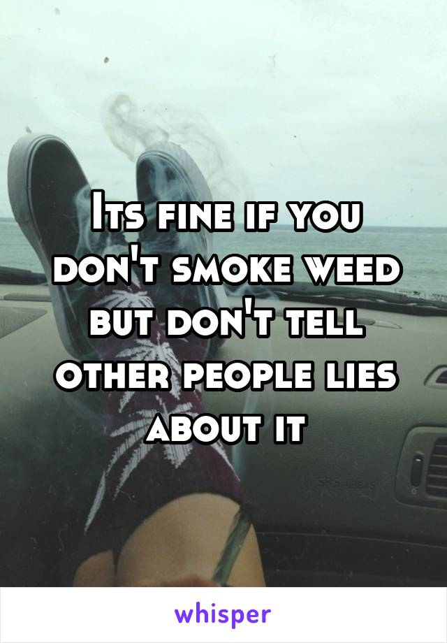 Its fine if you don't smoke weed but don't tell other people lies about it