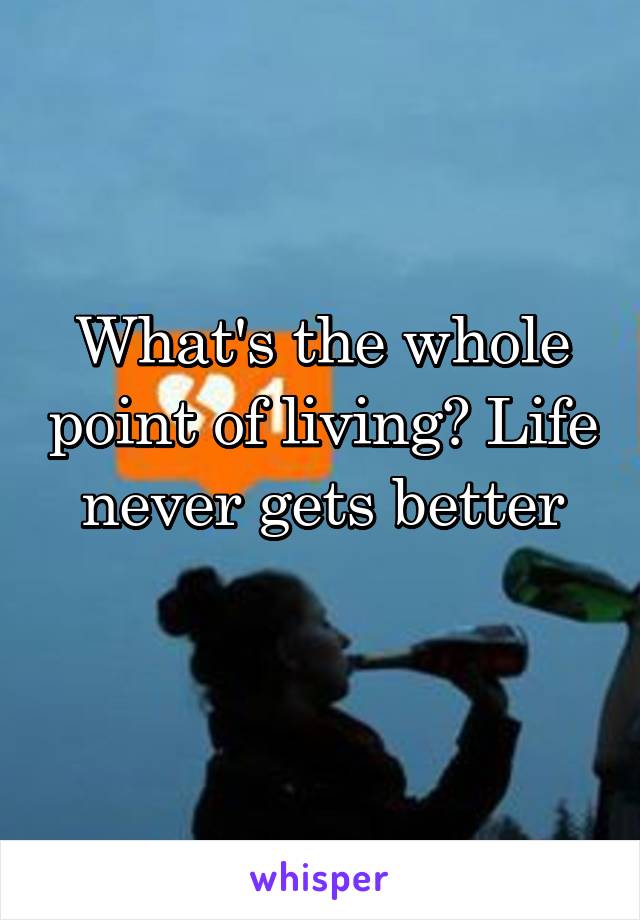 What's the whole point of living? Life never gets better
