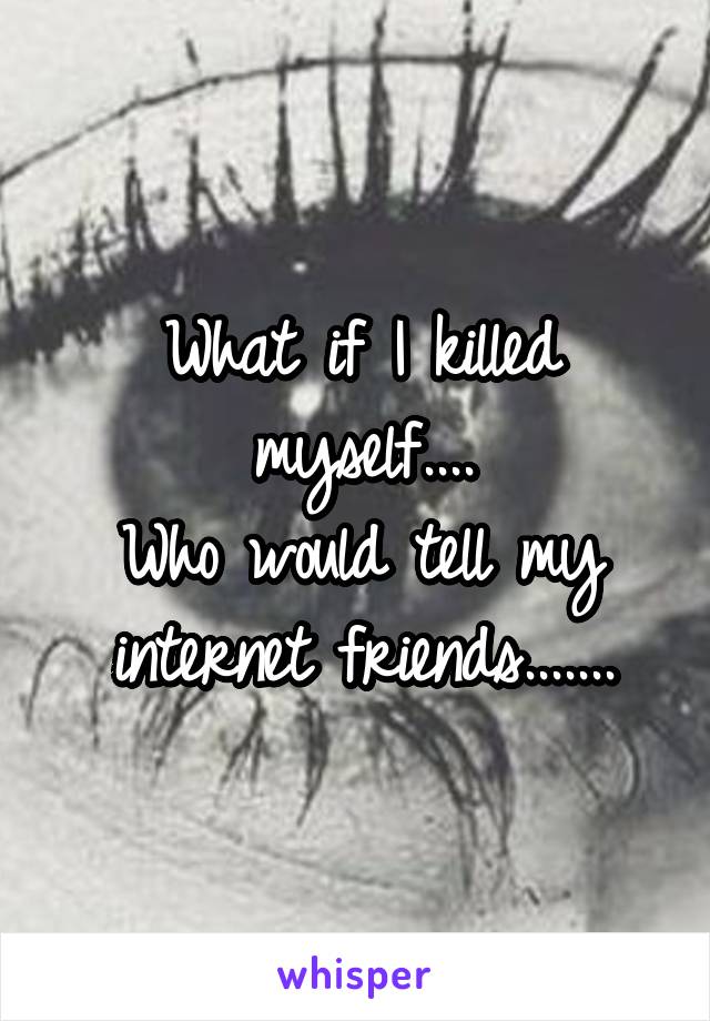 What if I killed myself....
Who would tell my internet friends.......