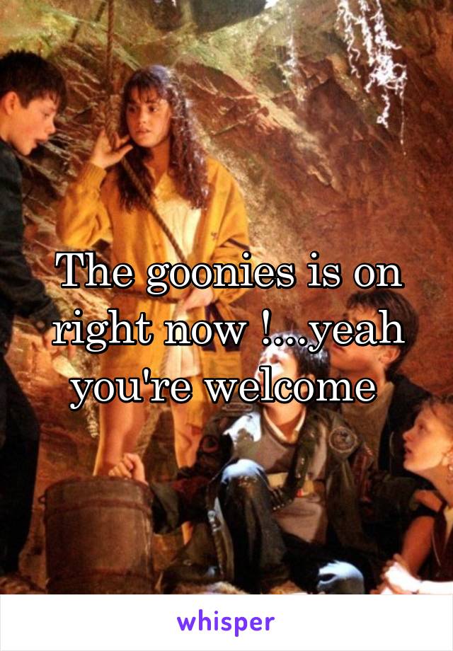 The goonies is on right now !...yeah you're welcome 