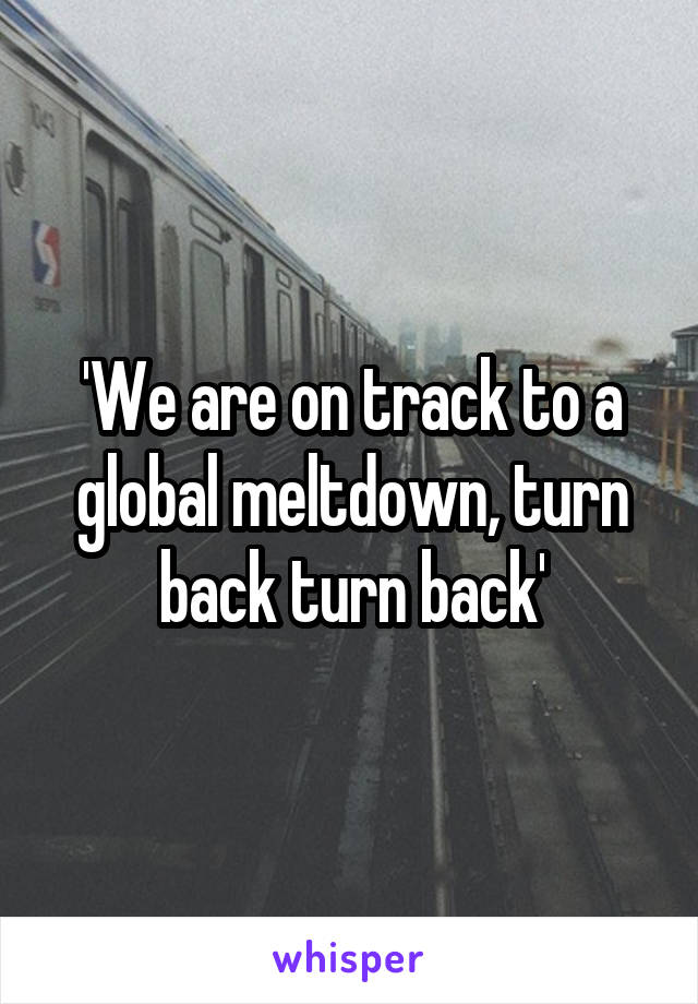 'We are on track to a global meltdown, turn back turn back'