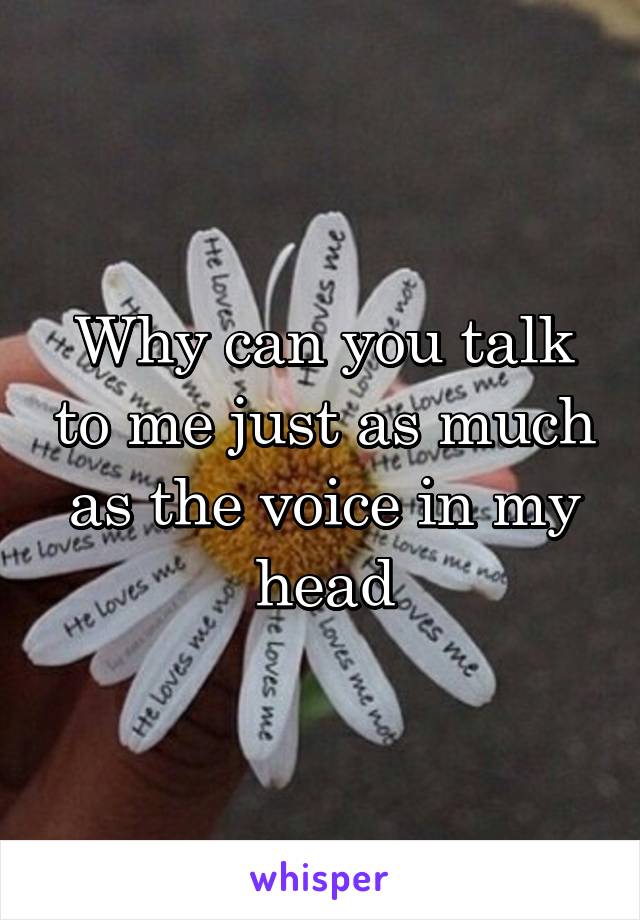 Why can you talk to me just as much as the voice in my head