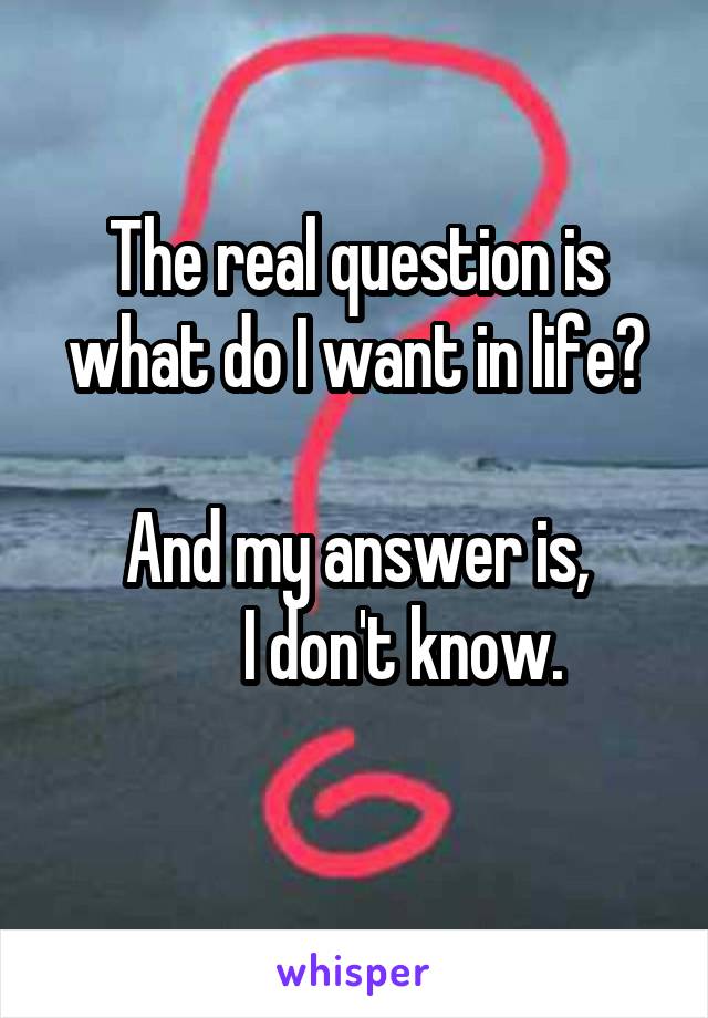 The real question is what do I want in life?

And my answer is,
       I don't know.
