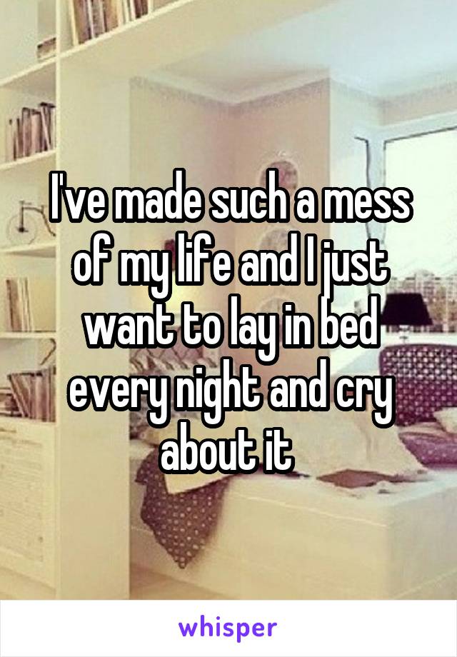 I've made such a mess of my life and I just want to lay in bed every night and cry about it 