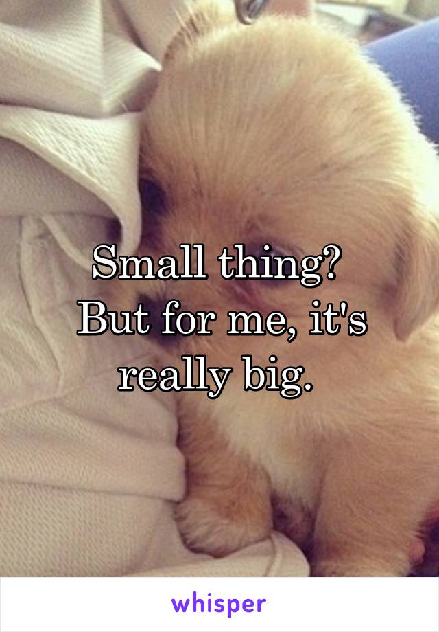 Small thing? 
But for me, it's really big. 