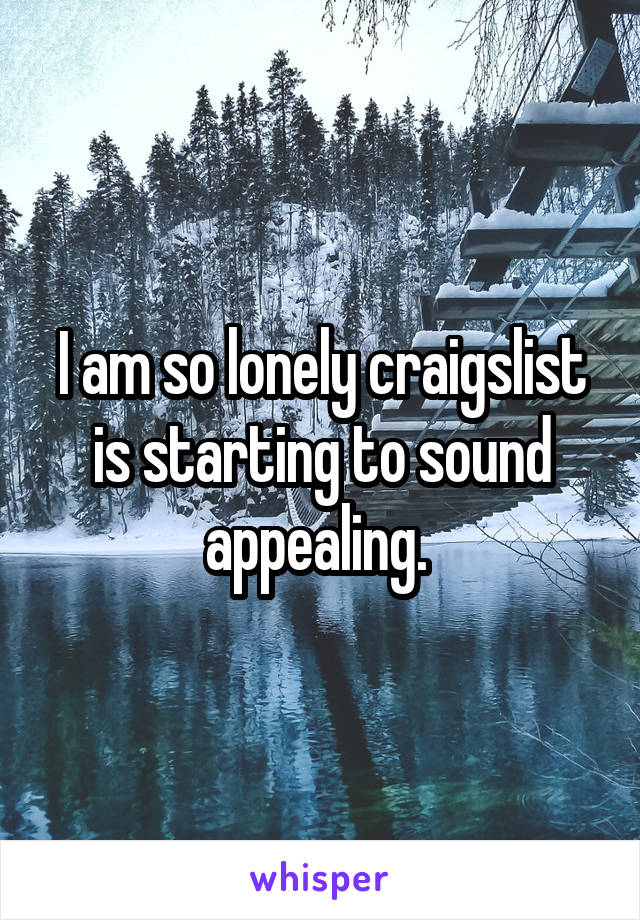 I am so lonely craigslist is starting to sound appealing. 