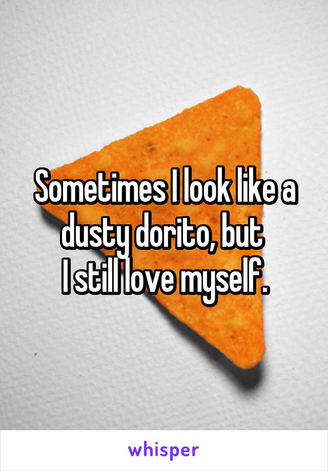 Sometimes I look like a dusty dorito, but 
I still love myself.