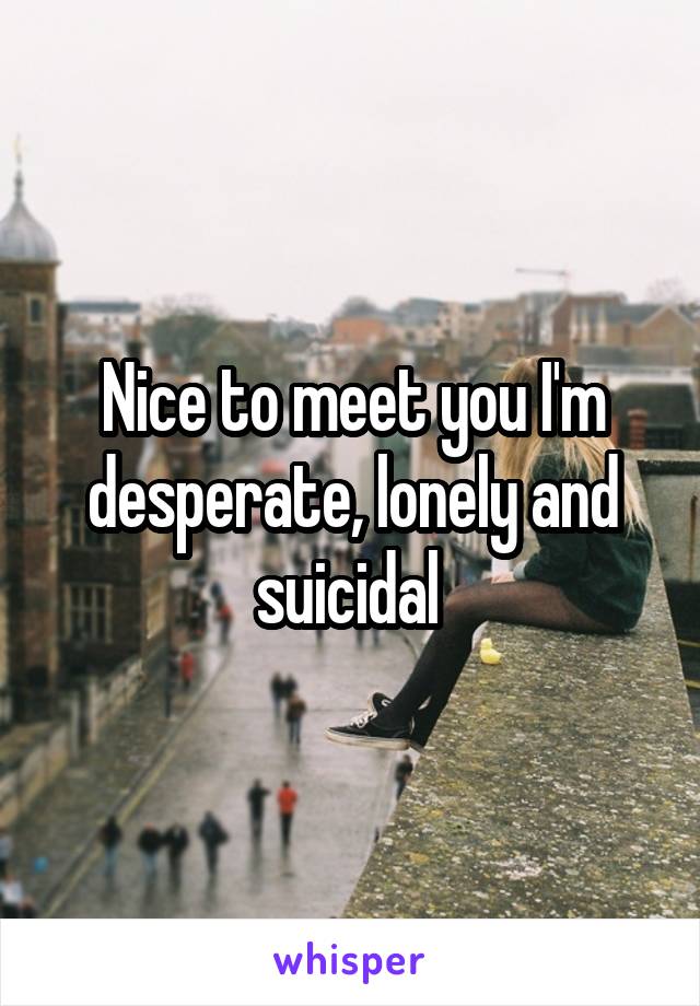 Nice to meet you I'm desperate, lonely and suicidal 