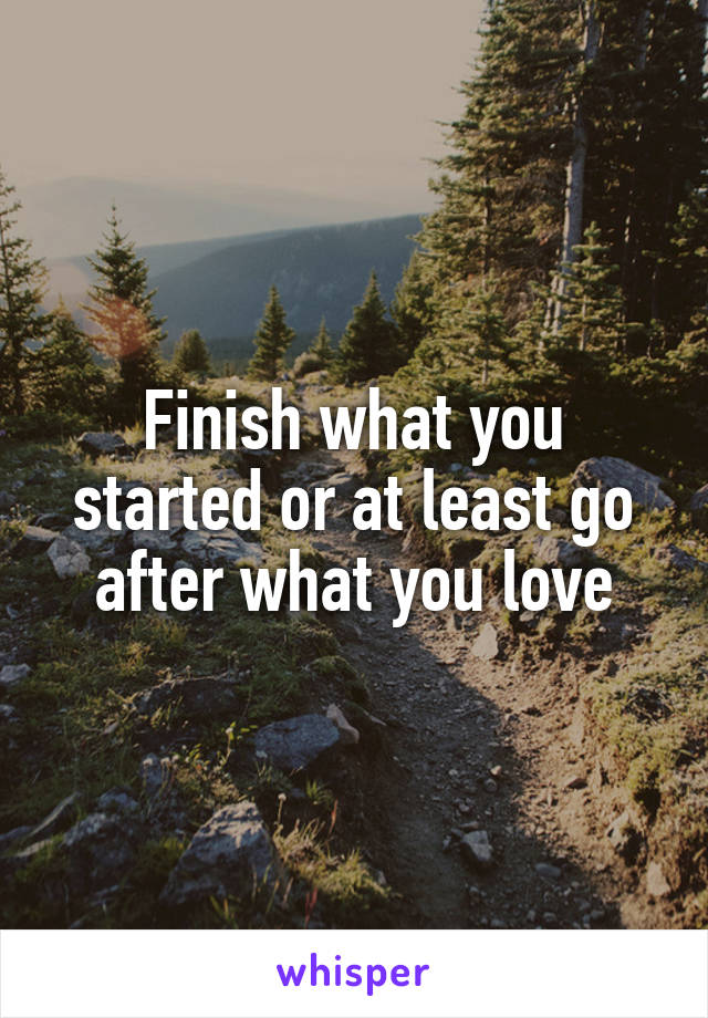 Finish what you started or at least go after what you love