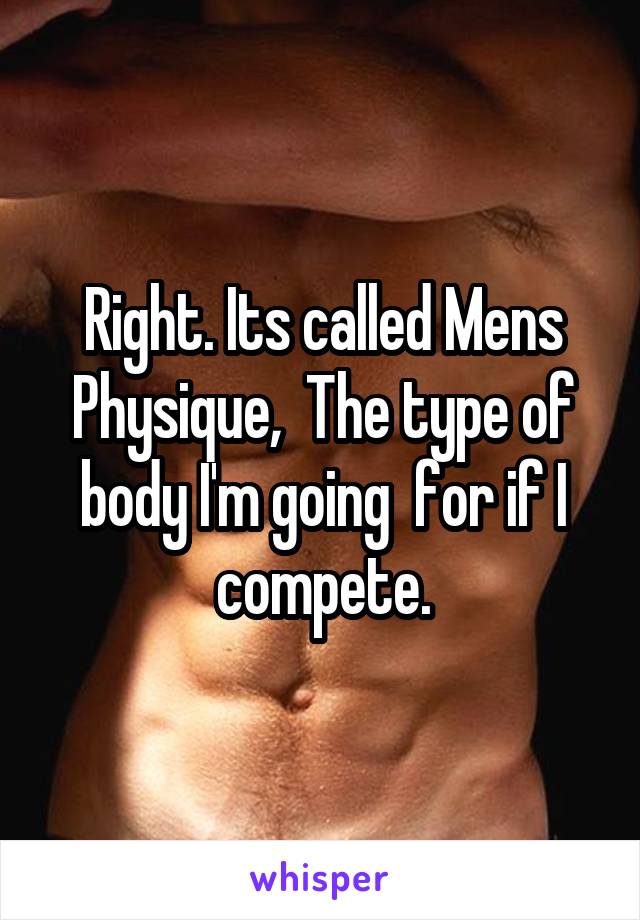 Right. Its called Mens Physique,  The type of body I'm going  for if I compete.