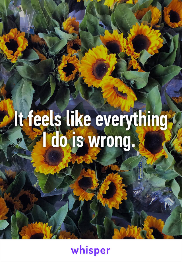 It feels like everything I do is wrong. 