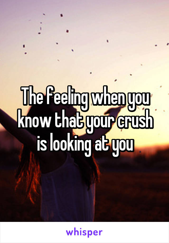 The feeling when you know that your crush is looking at you