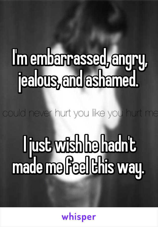 I'm embarrassed, angry, jealous, and ashamed. 


I just wish he hadn't made me feel this way. 