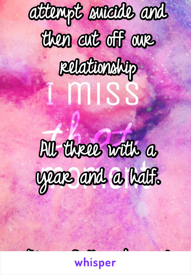 I had three friends attempt suicide and then cut off our relationship


All three with a year and a half.


None of them knew I was also suicidal.