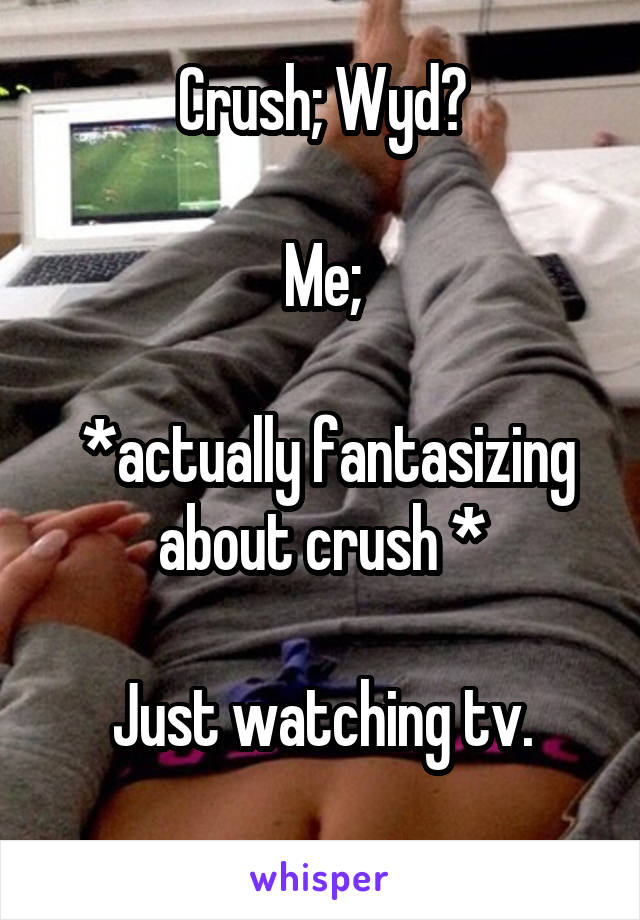 Crush; Wyd?

Me;

 *actually fantasizing about crush *

Just watching tv.
