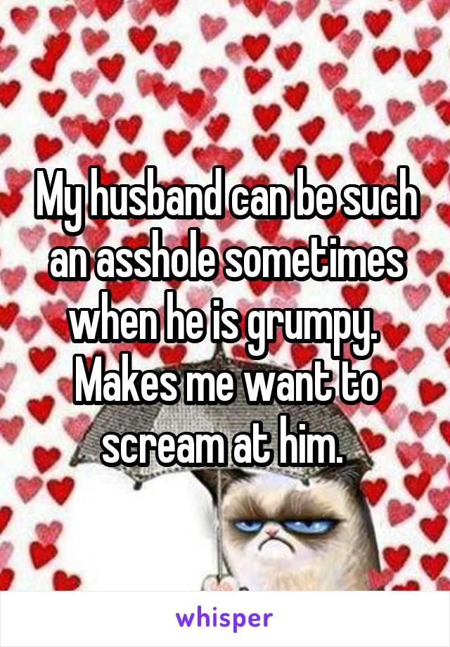 My husband can be such an asshole sometimes when he is grumpy.  Makes me want to scream at him. 