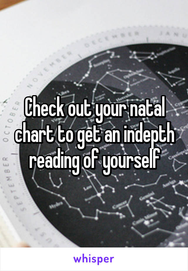 Check out your natal chart to get an indepth reading of yourself