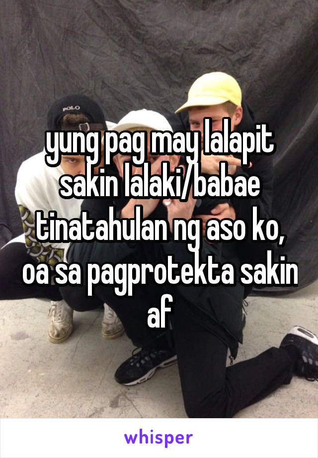 yung pag may lalapit sakin lalaki/babae tinatahulan ng aso ko, oa sa pagprotekta sakin af