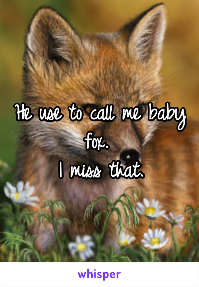 He use to call me baby fox. 
I miss that.