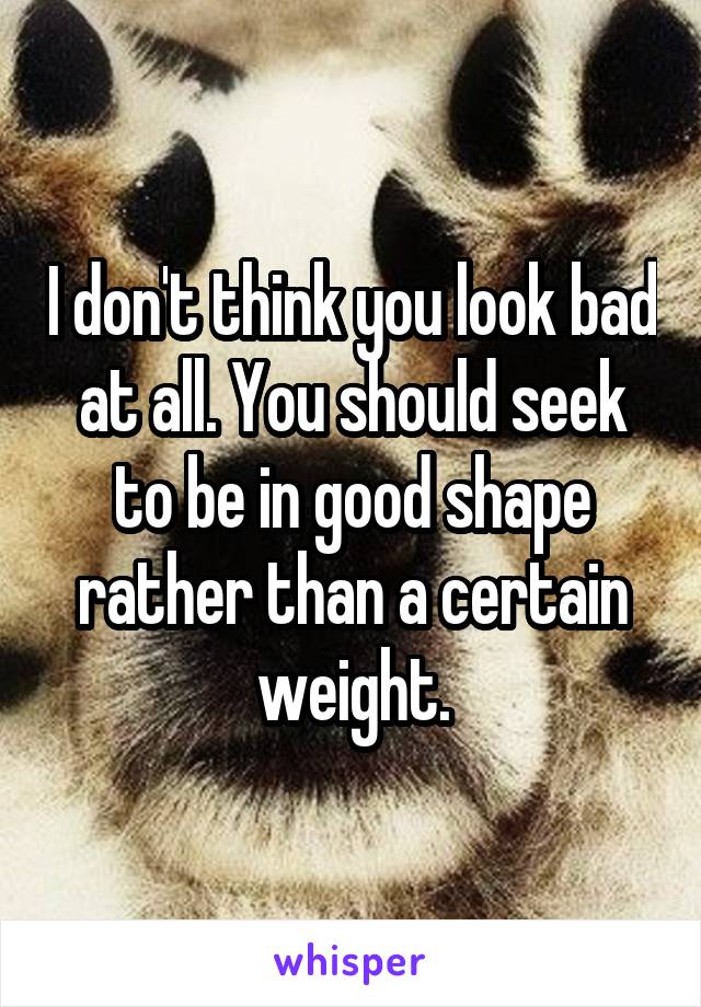 I don't think you look bad at all. You should seek to be in good shape rather than a certain weight.