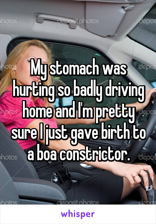 My stomach was hurting so badly driving home and I'm pretty sure I just gave birth to a boa constrictor.