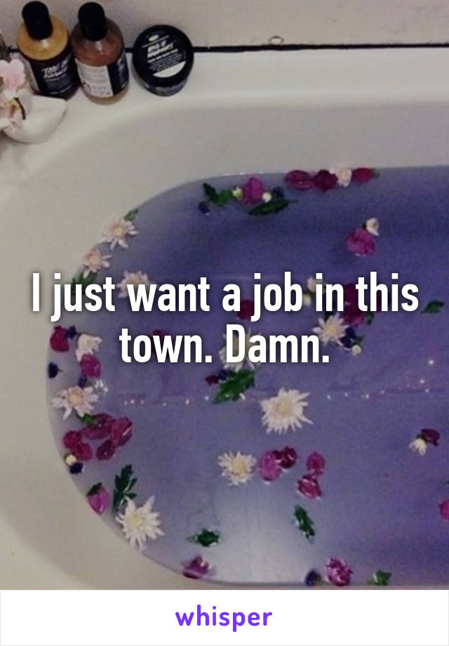 I just want a job in this town. Damn.