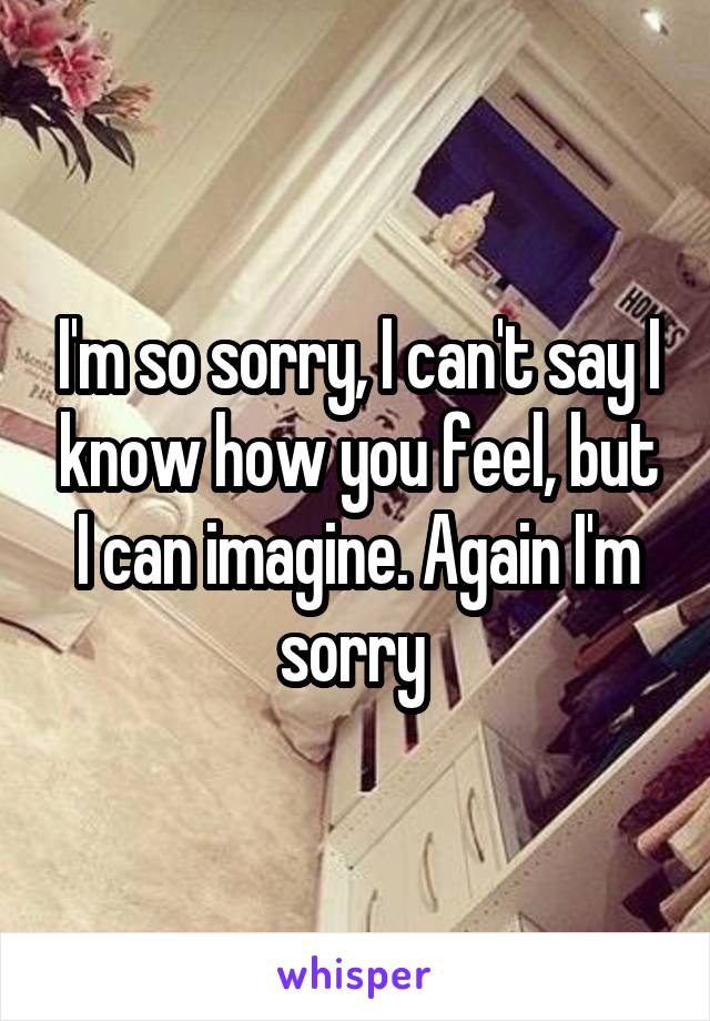 I'm so sorry, I can't say I know how you feel, but I can imagine. Again I'm sorry 