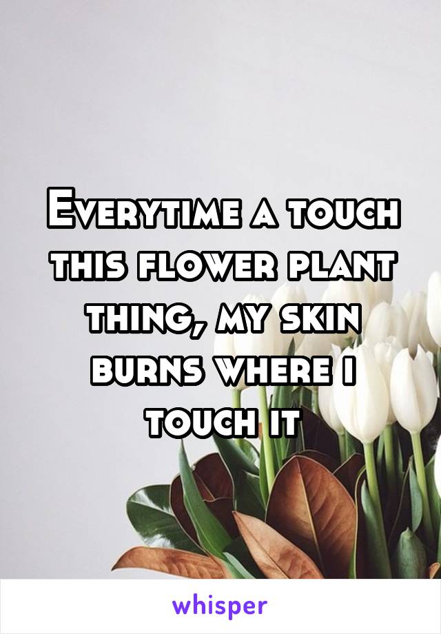 Everytime a touch this flower plant thing, my skin burns where i touch it