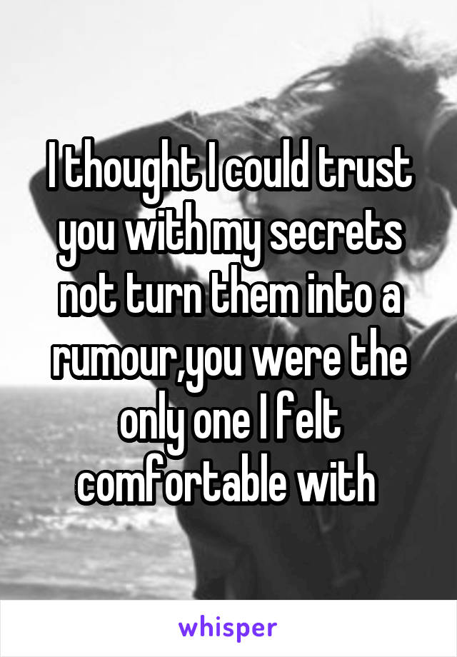 I thought I could trust you with my secrets not turn them into a rumour,you were the only one I felt comfortable with 