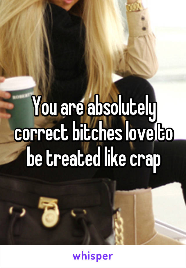 You are absolutely correct bitches love to be treated like crap