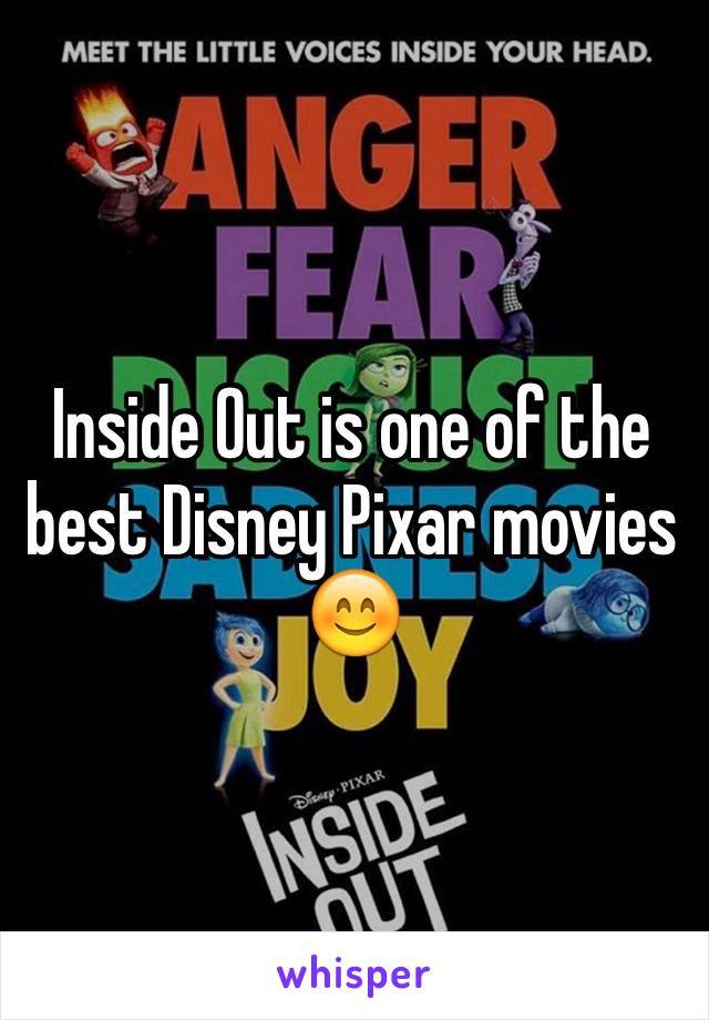 Inside Out is one of the best Disney Pixar movies 😊