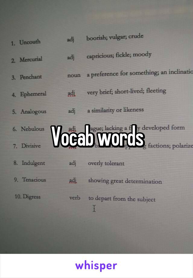 Vocab words