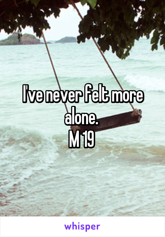 I've never felt more alone. 
M 19 