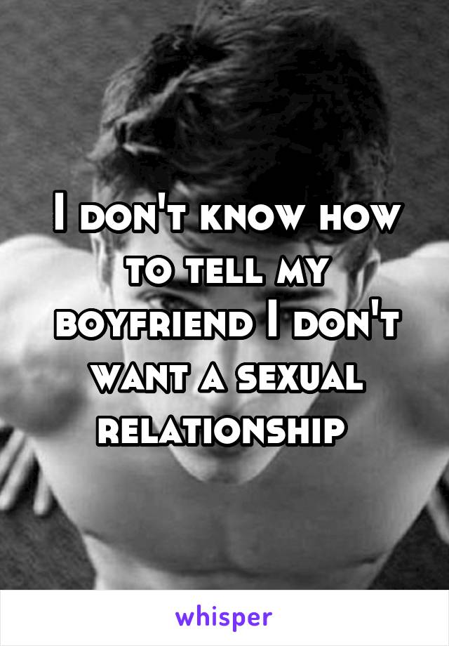 I don't know how to tell my boyfriend I don't want a sexual relationship 