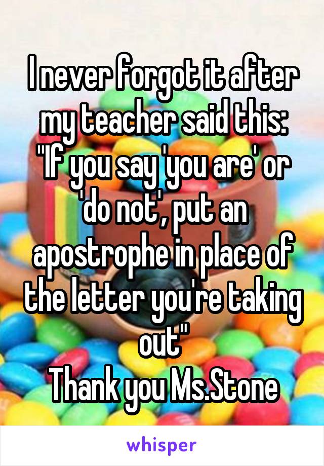 I never forgot it after my teacher said this:
"If you say 'you are' or 'do not', put an apostrophe in place of the letter you're taking out"
Thank you Ms.Stone