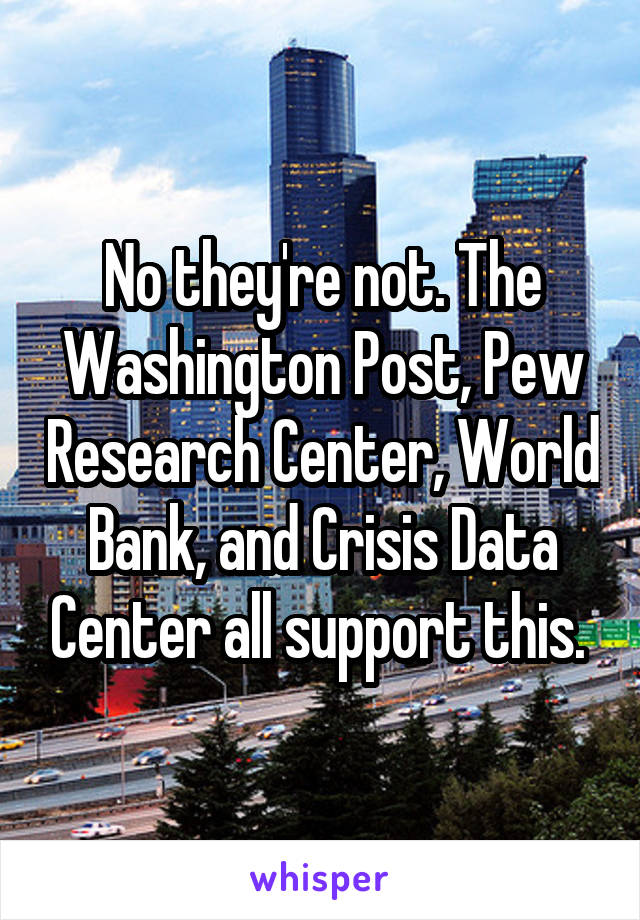 No they're not. The Washington Post, Pew Research Center, World Bank, and Crisis Data Center all support this. 