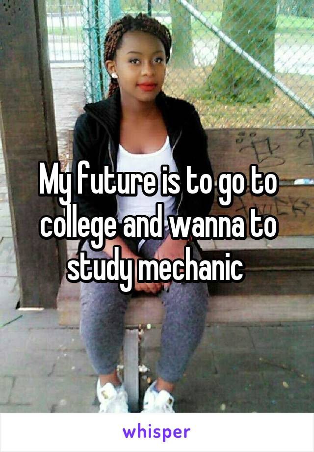 My future is to go to college and wanna to study mechanic 