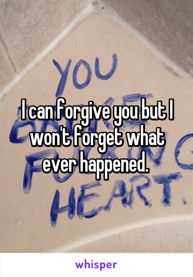 I can forgive you but I won't forget what ever happened. 